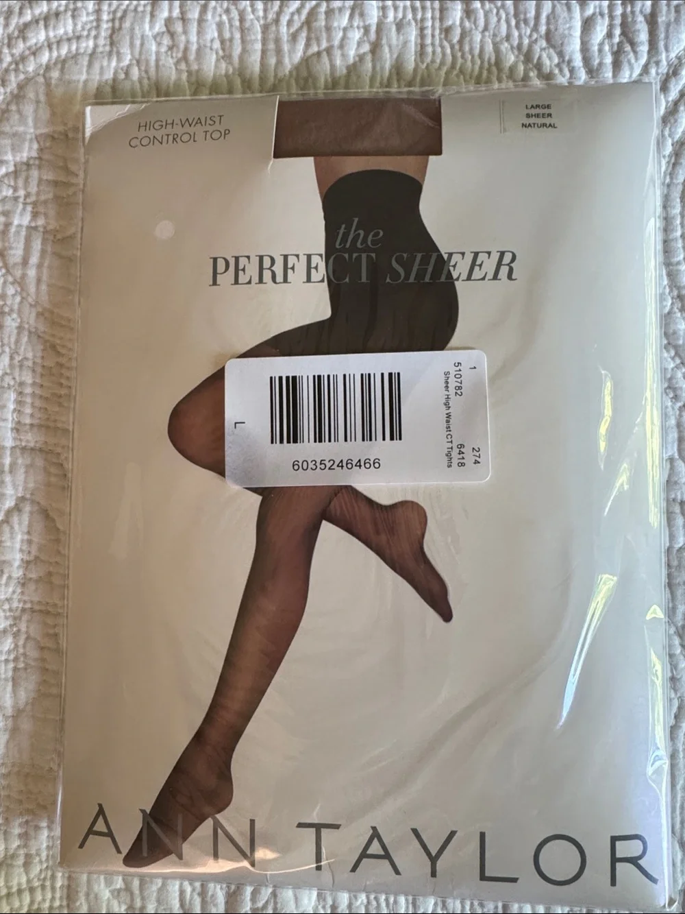 Ann Taylor Sheer High-Waist Control Top Tights in Natural